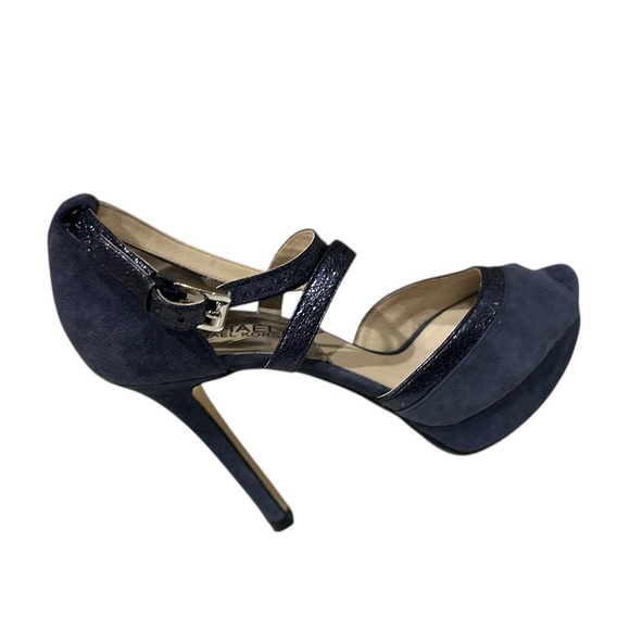 Michael Kors Navy Suede Ankle-Strap Pumps Heels Sparkle Holiday Size 6.5 - Picture 3 of 8